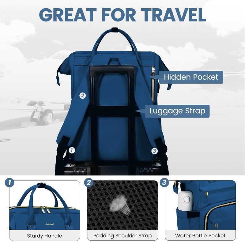 LOVEVOOK Laptop Backpack for Women 15.6 Inch Professional Womens Travel Backpack Purse Computer Laptop Bag Nurse Teacher Backpack Waterproof College Work Bag Carry on Backpack with USB Port Royal Blue - Image 4